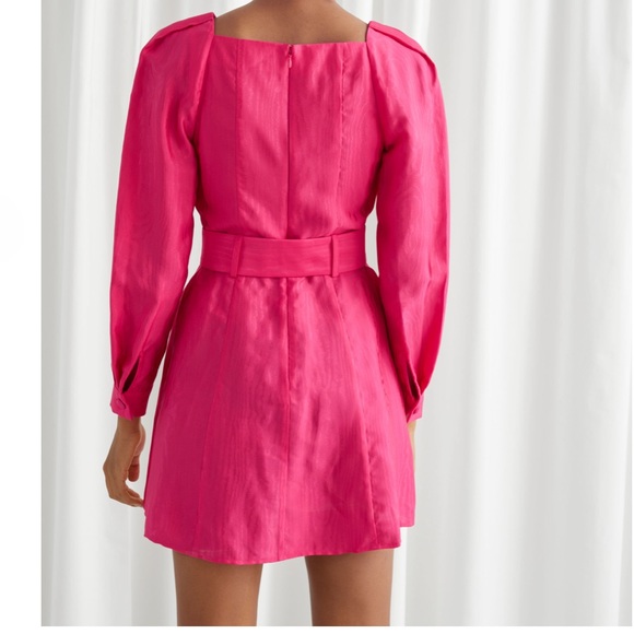 & other stories puff sleeve belted mini dress - Picture 3 of 4